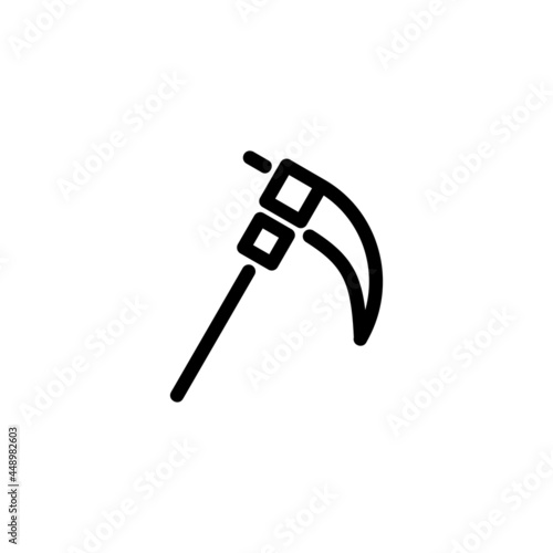Scythe Osiris Grim Reaper Weapon Monoline Icon Logo Vector for Graphic Design and Web