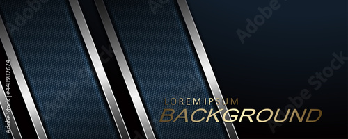 Illustration of a dark blue shade with a gradient, slanting textured curtains with shiny edging