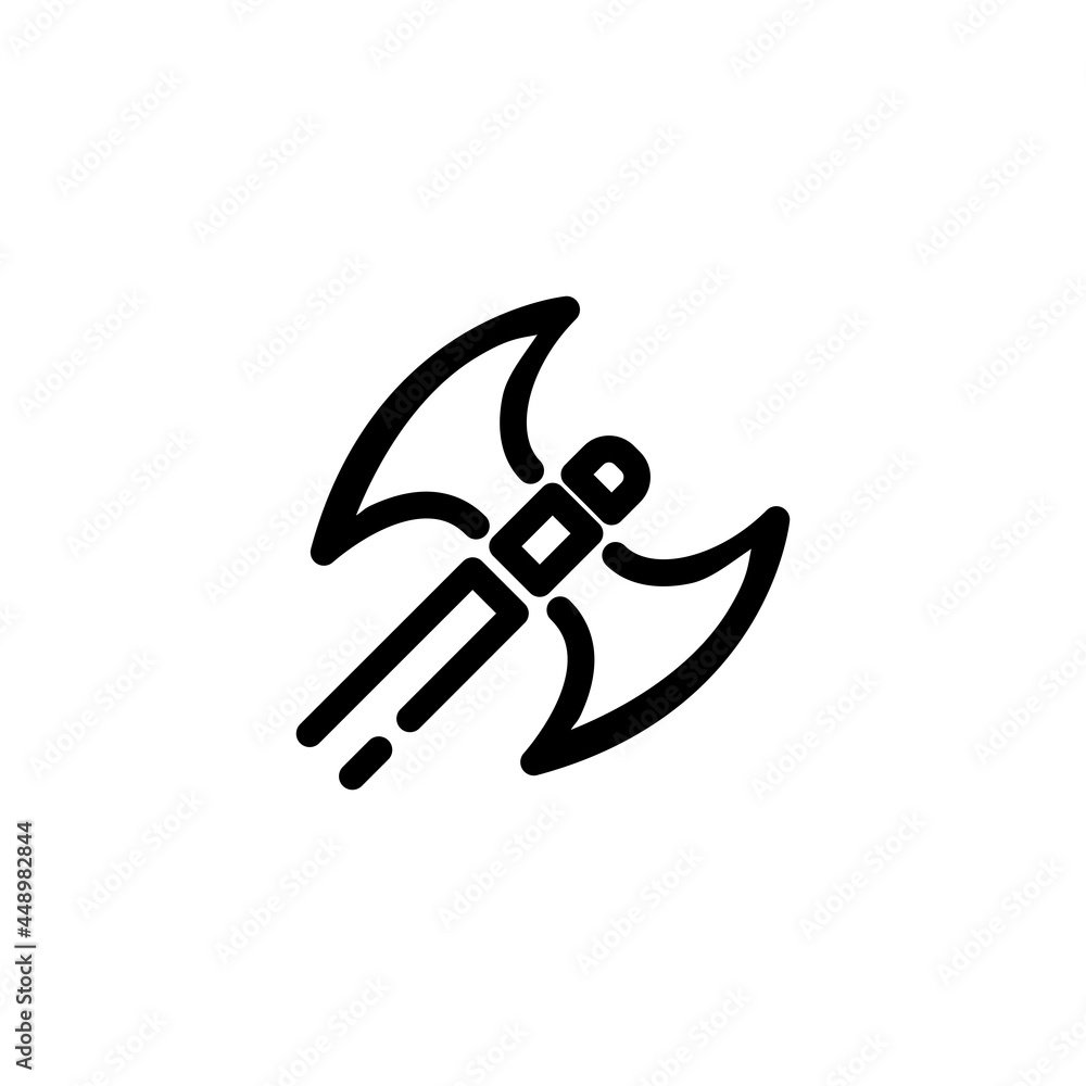 Double Sided Axe Weapon Monoline Icon Logo Vector for Graphic Design and Web Double Sided Axe Weapon Monoline Icon Logo Vector for Graphic Design and Web