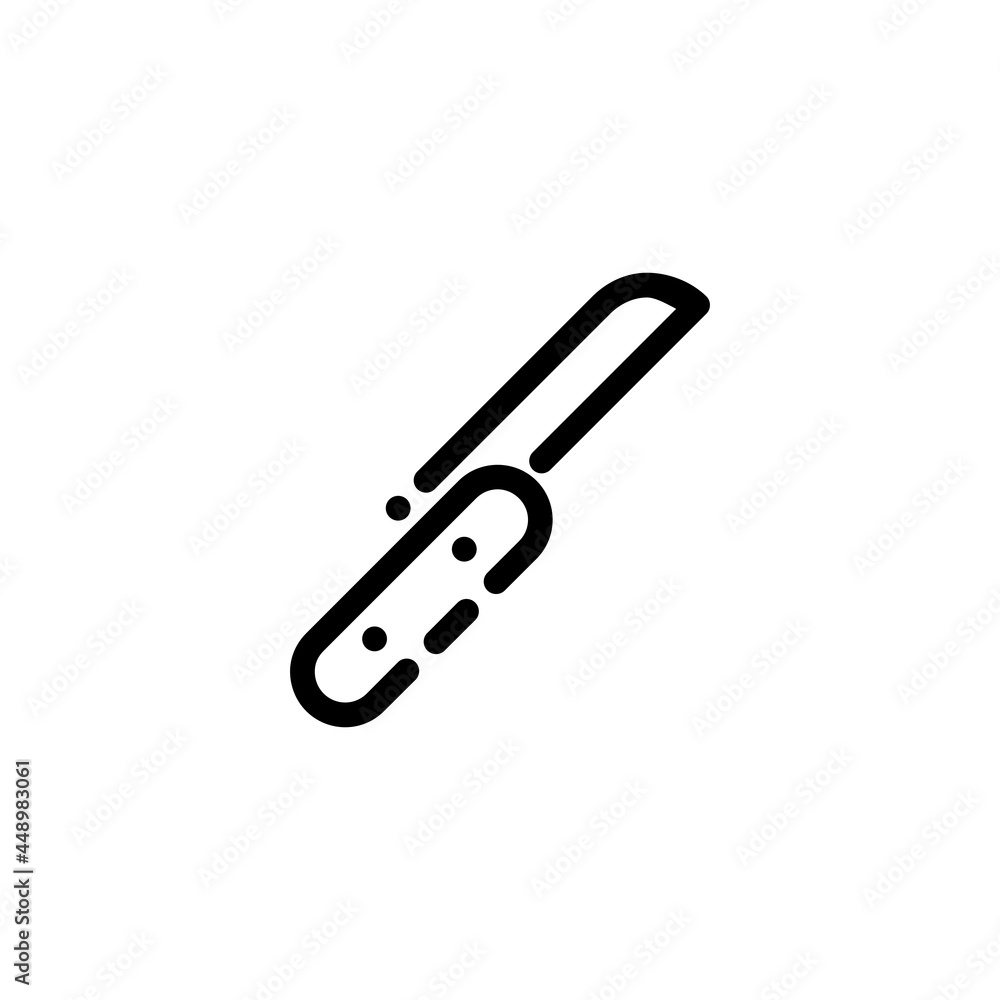 Flip Knife Penknife Weapon Monoline Icon Logo Vector for Graphic Design and Web