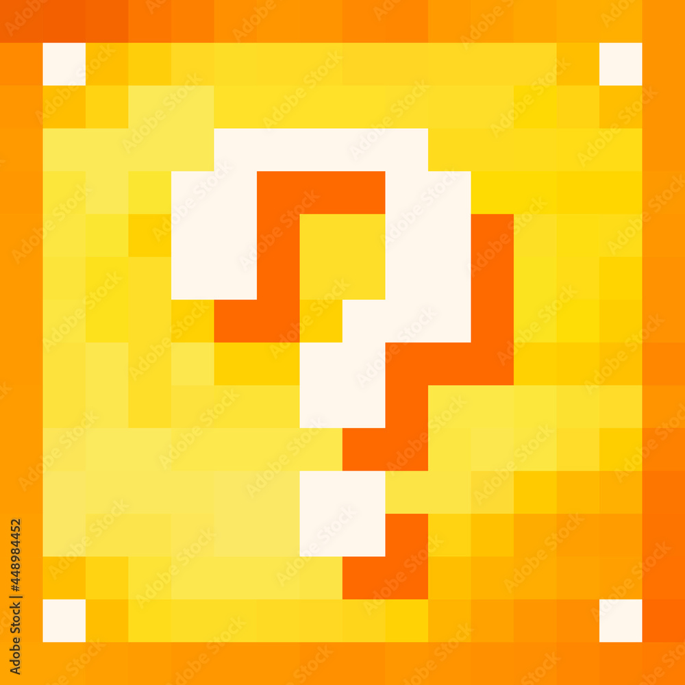 Lucky block. Question box. Color pixel box with question mark. The