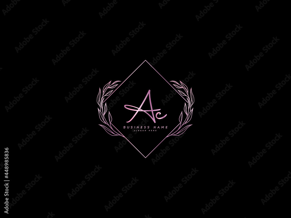 Letter AC Logo, feminine floral ac logo icon vector for business or