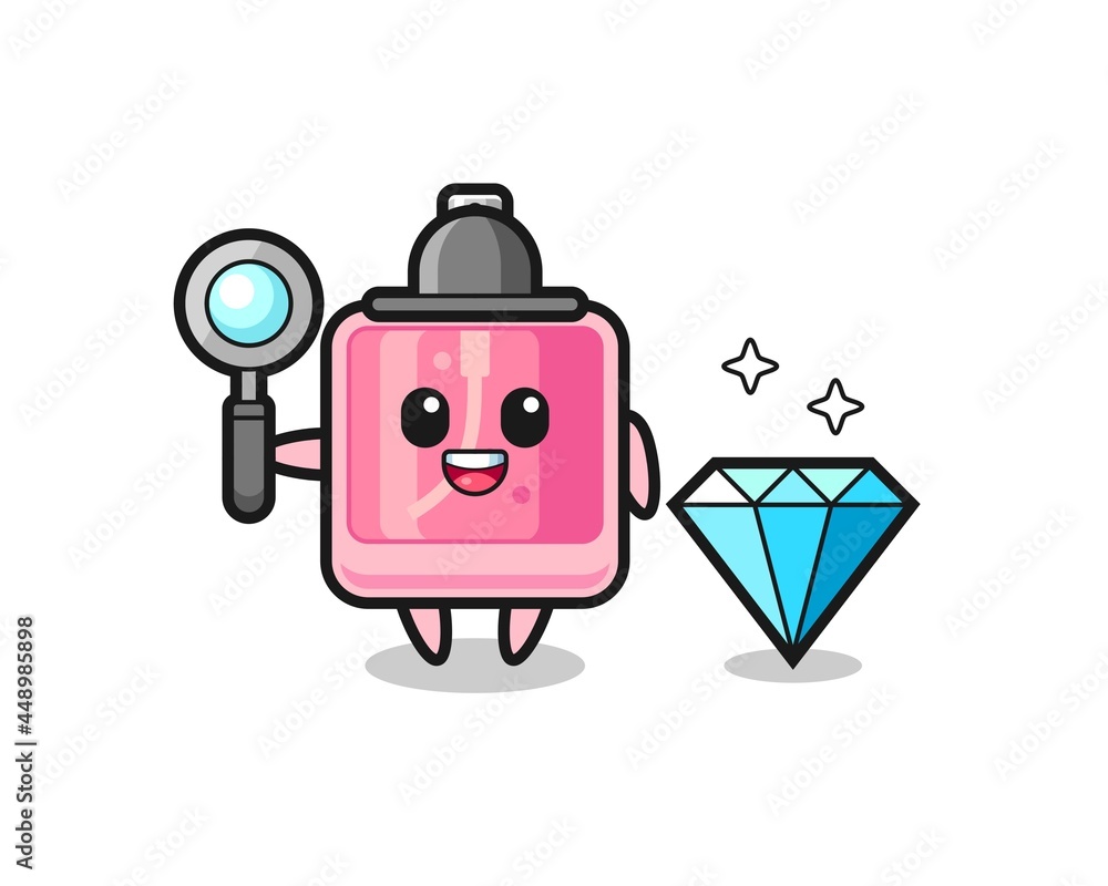Illustration of perfume character with a diamond Illustration of perfume character with a diamond