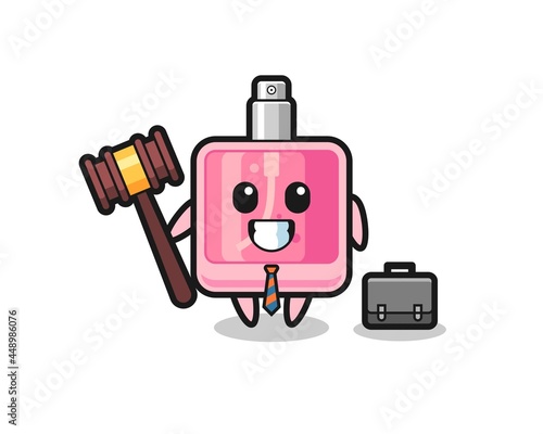 Illustration of perfume mascot as a lawyer
