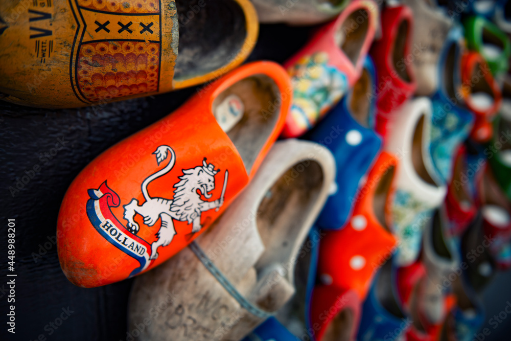 Dutch wooden shoes in the Zaanse schans the Netherlands during wintertime  Stock Photo | Adobe Stock
