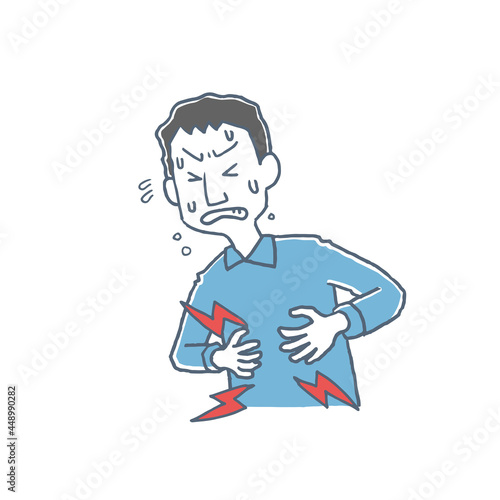 腹痛で苦しむ男性のイラスト