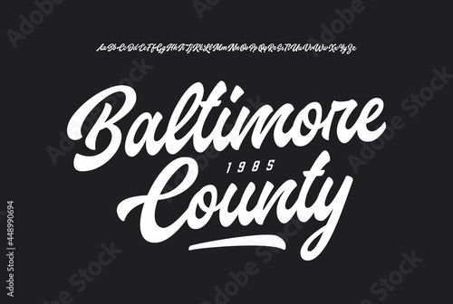 Baltimore County. Original Brush Script Font. Vector Illustration. photo