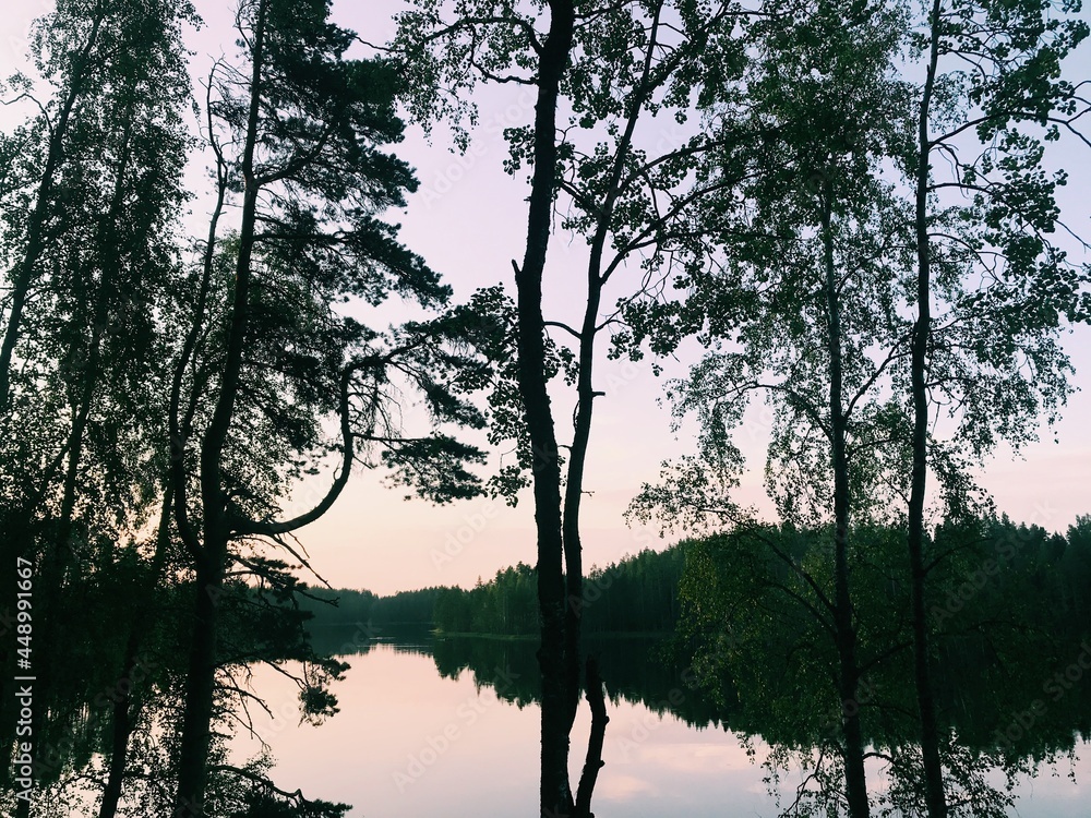 Obraz premium sunset on the river