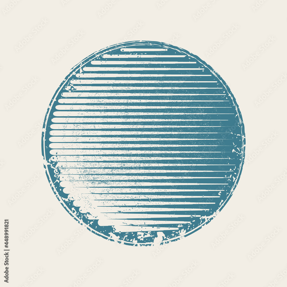 Minimalist design element . Grunge textured circle . Vector abstract shape.