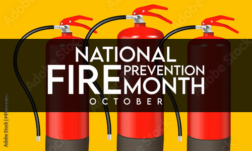 National Fire Prevention month is observed every year in October, to raise fire safety awareness, and help ensure our home and family is protected. Vector illustration
