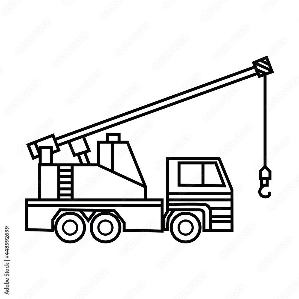 truck crane icon black vector illustration isolated on a white background truck crane icon black vector illustration isolated on a white background