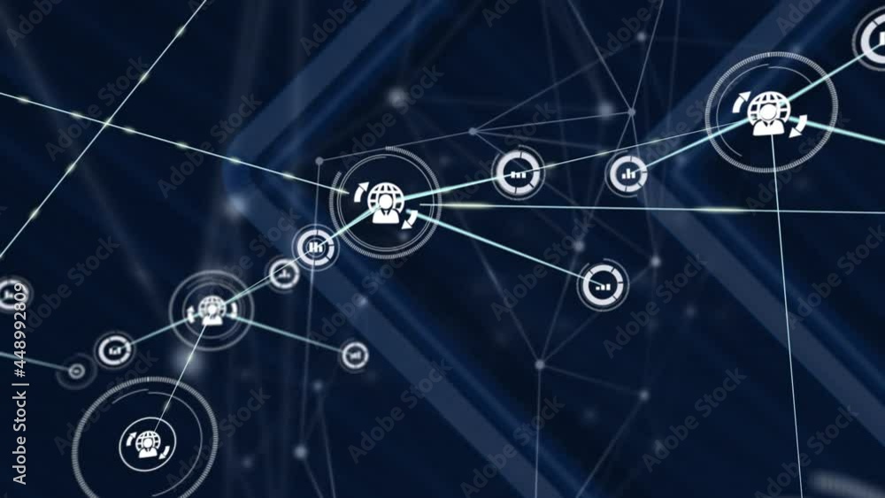 Animation of network of connections with icons Animation of network of connections with icons