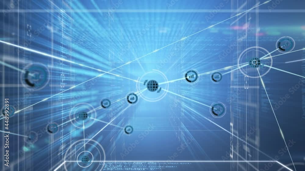 Animation of network of connections on blue background Animation of network of connections on blue background
