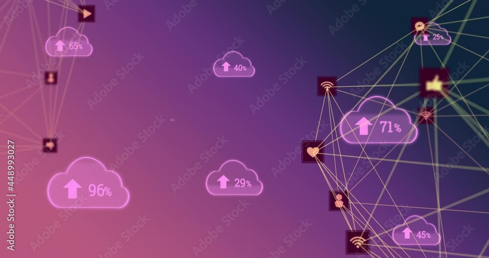 Animation of network of connections on purple background Animation of network of connections on purple background