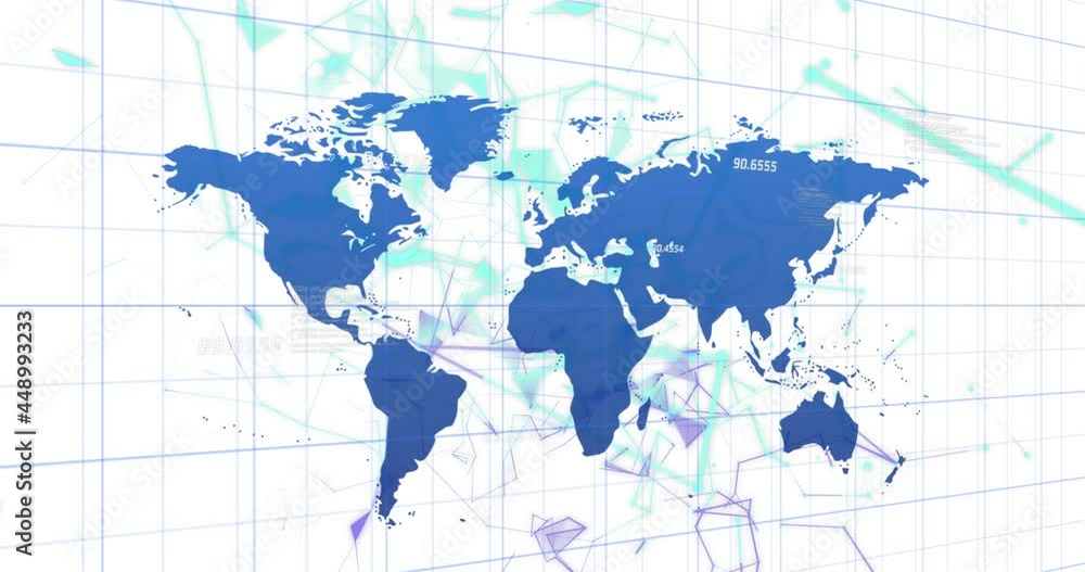 Animation of network of connections over world map Animation of network of connections over world map