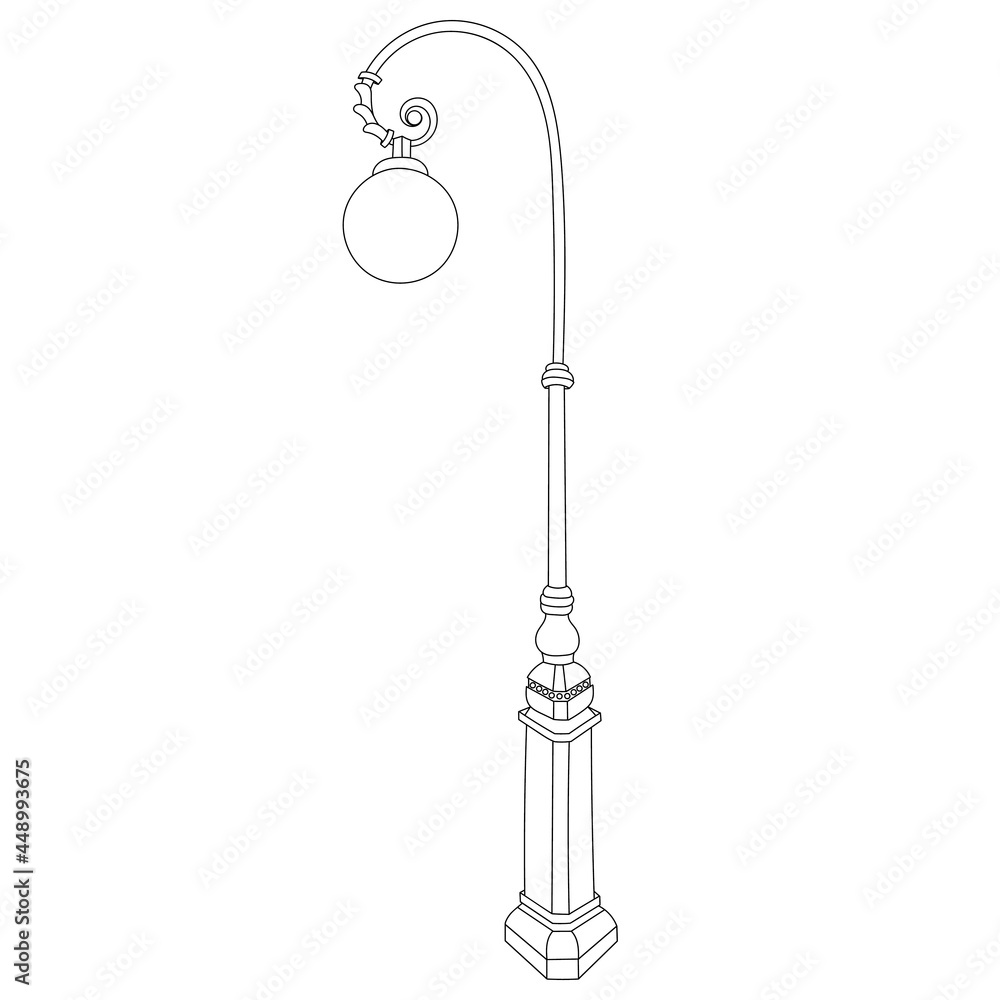 Paris street light vector icon in cartoon style on a white background Paris street light vector icon in cartoon style on a white background