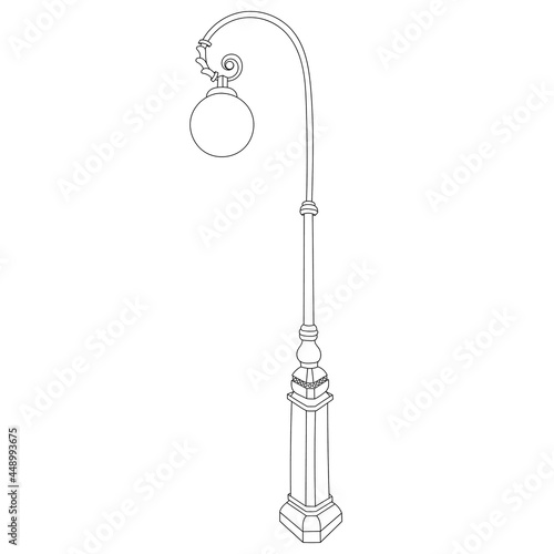 Paris street light vector icon in cartoon style on a white background