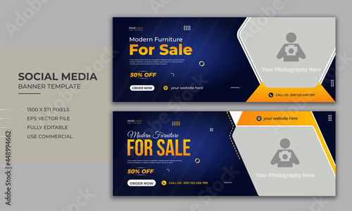 modern furniture sale social media facebook cover template