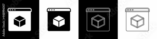 Set 3D printer icon isolated on black and white background. 3d printing. Vector