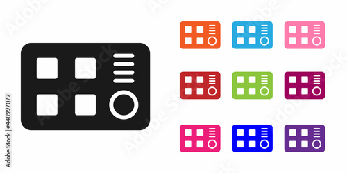 Black Drum machine icon isolated on white background. Musical equipment. Set icons colorful. Vector