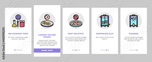 Pharmaceutical Production Factory Onboarding Mobile App Page Screen Vector. Laboratory Manufacturing Pharmaceutical Product, Tablet Drug And Capsule, Powder And Pills Illustrations