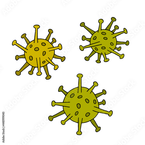 Virus. Mandatory vaccination. Coronavirus. Covid-19. Flu. Infection. Disease. Pandemic. Epidemic. Freehand drawing. Doodle vector illustration.