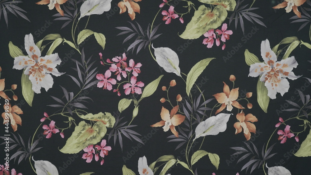 seamless pattern with flowers on fabric