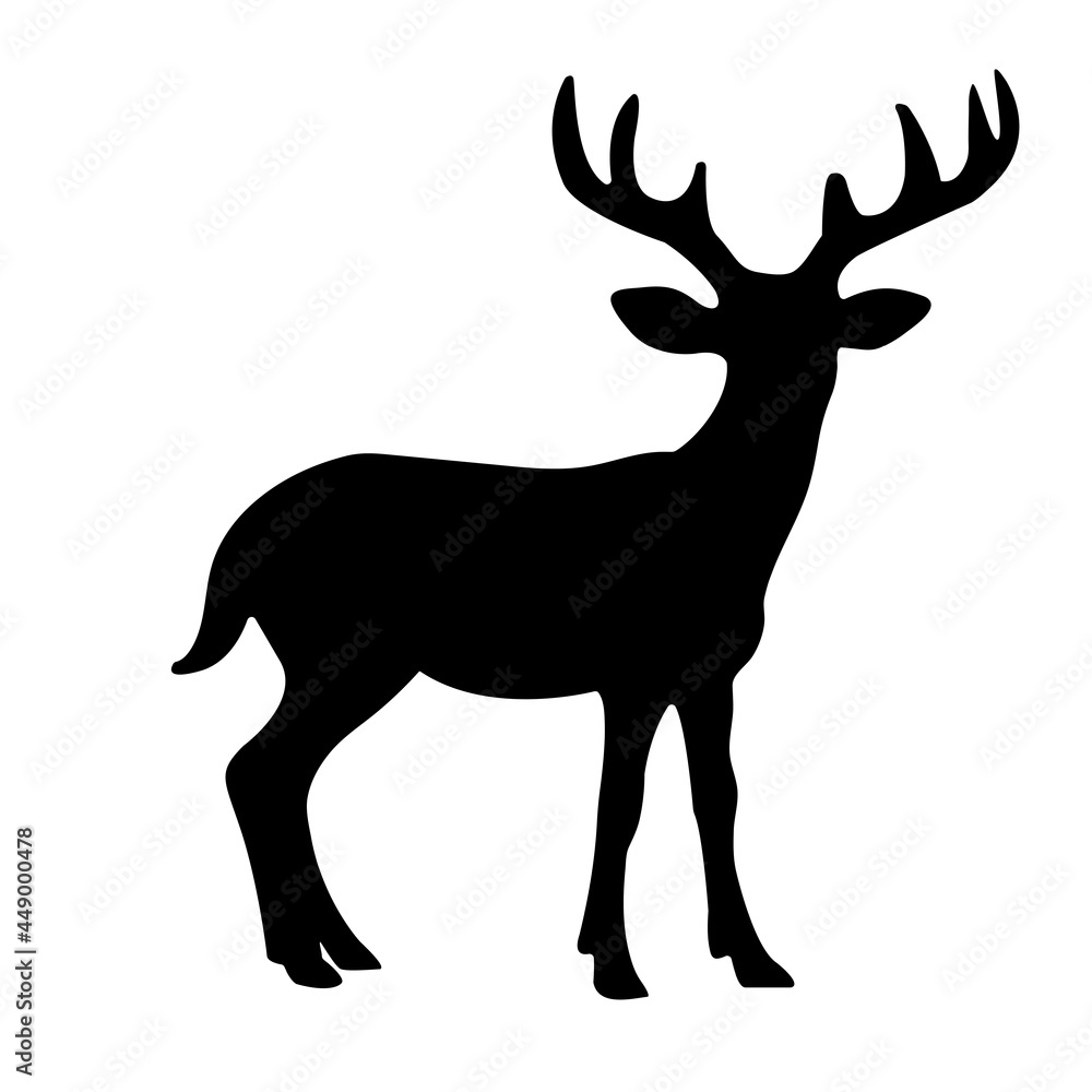 Graphic black silhouette of wild deer Graphic black silhouette of wild deer