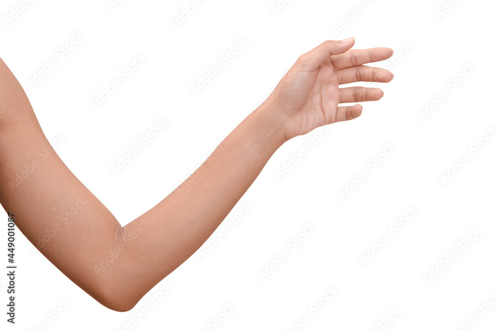 Hand open and ready to help or receive. Gesture isolated on white background with clipping path. Hand open and ready to help or receive. Gesture isolated on white background with clipping path.