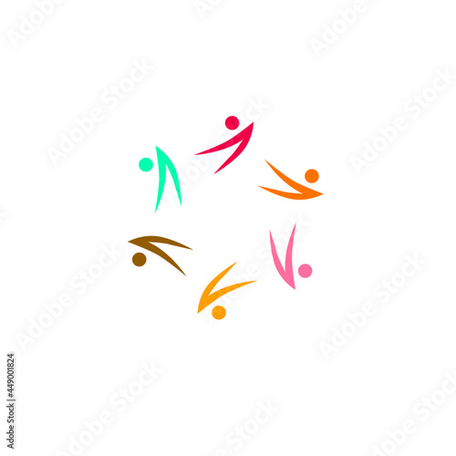 Colorful People Together, Coworking People, People Union, Multicultural People Team, Teamwork, Business People Sign, Symbol, Logo isolated on White © WellnessSisters