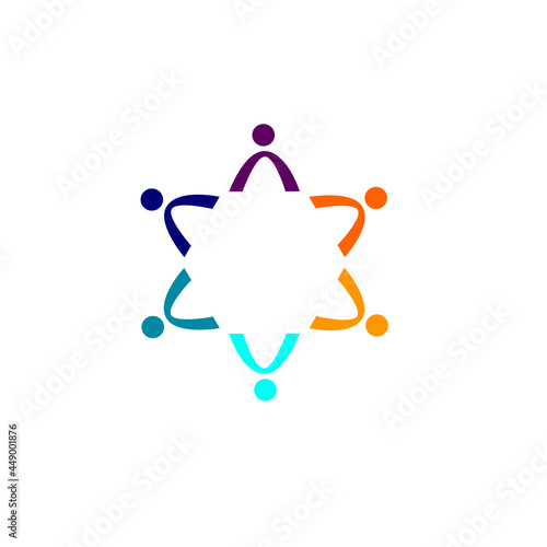 Colorful People Together, Coworking People, People Union, Multicultural People Team, Teamwork, Business People Sign, Symbol, Logo isolated on White