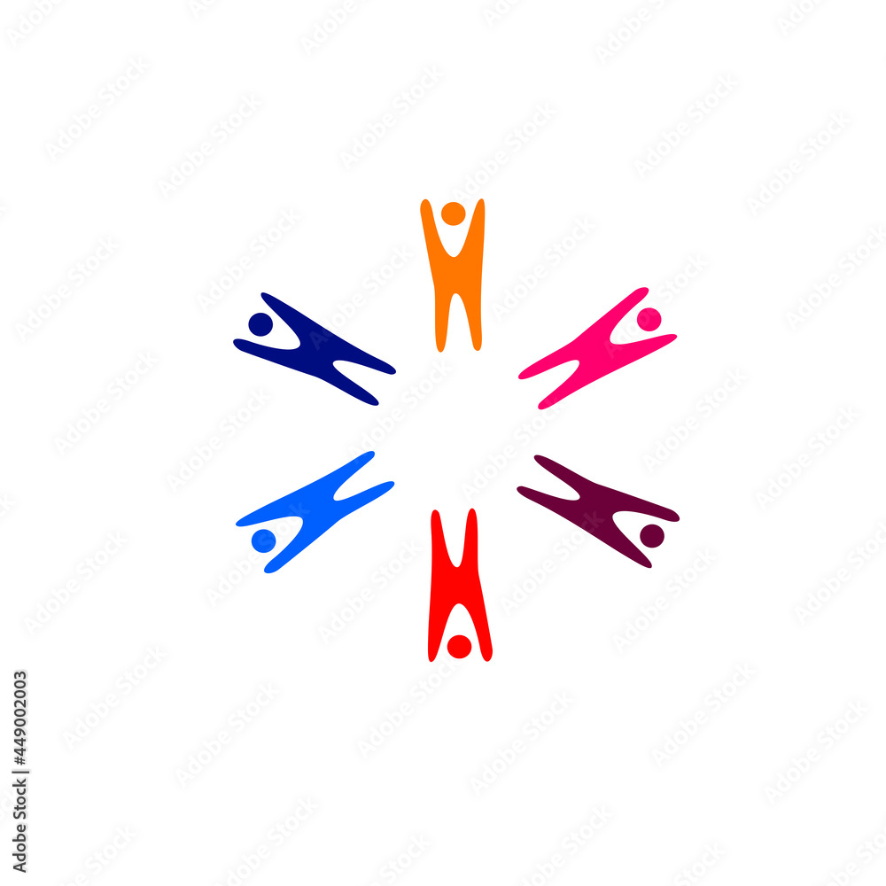COLORFUL PEOPLE TOGETHER SIGN, SYMBOL, LOGO ISOLATED ON WHITE COLORFUL PEOPLE TOGETHER SIGN, SYMBOL, LOGO ISOLATED ON WHITE