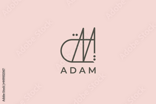 monoline signature logo design name adam. usable logo design for private logo, business name card web icon, social media icon
