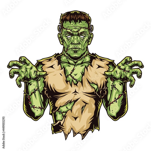 Colorful concept of spooky zombie