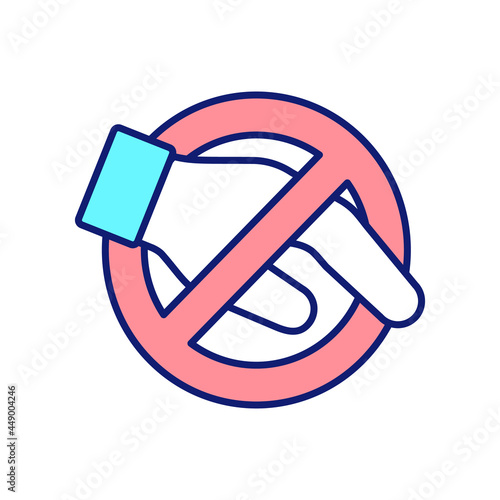 Do not touch RGB color icon. Property protection from hands of criminals. Stealing prevention. Private and public surveillance system. Isolated vector illustration. Simple filled line drawing