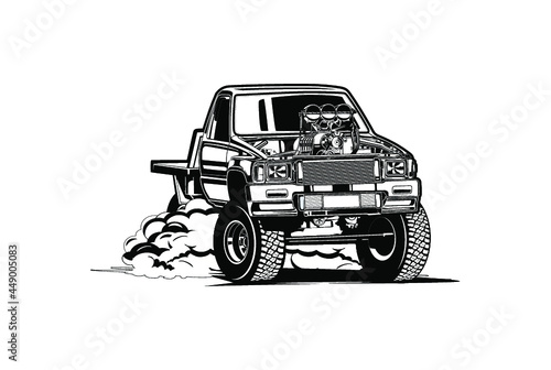 pick up truck silhouette black and white