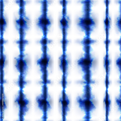 Tie Dye Shibori Seamless Pattern Background in Blue color Boho Stripe Color Design in 1970