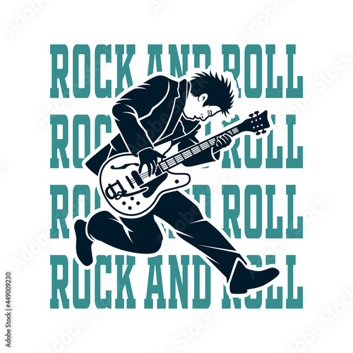 Illustration of guitar player silhouette