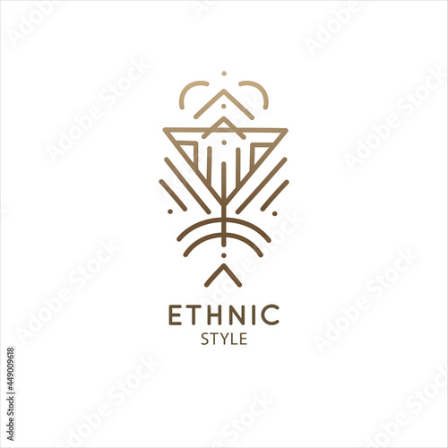 Vector logo of geometric elements template. Squire sacred symbol. Outline icon of abstract shapes