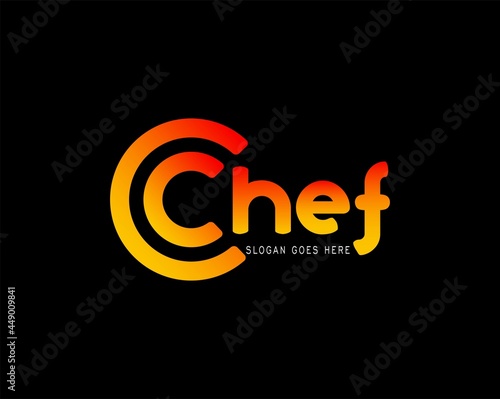 chef logo template, writing style isolated on black background