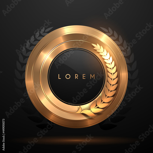 Golden circle template with laurel wreath