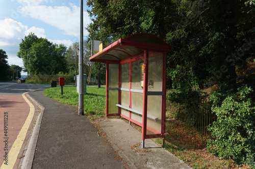 Typical rural bus stop and shelter in the UK
