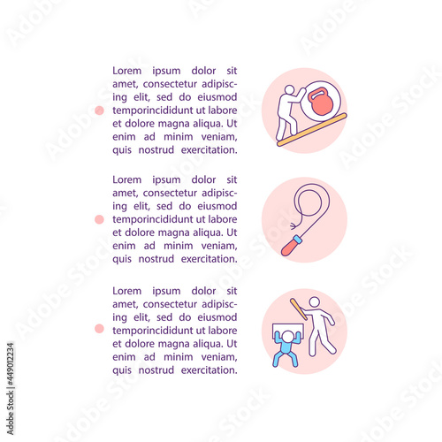 Coercion to labor concept line icons with text. PPT page vector template with copy space. Brochure, magazine, newsletter design element. People forced to labour linear illustrations on white