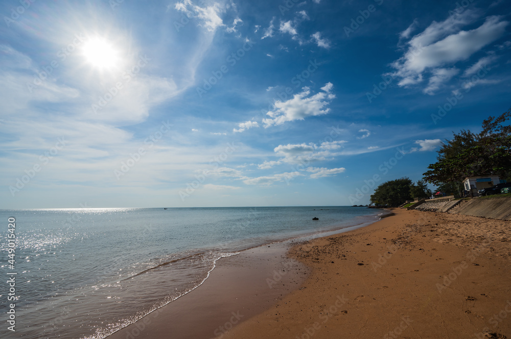 Beautiful seascape view with endless horizon at kung wiman beach chanthaburi city thailand. Beautiful seascape view with endless horizon at kung wiman beach chanthaburi city thailand.
