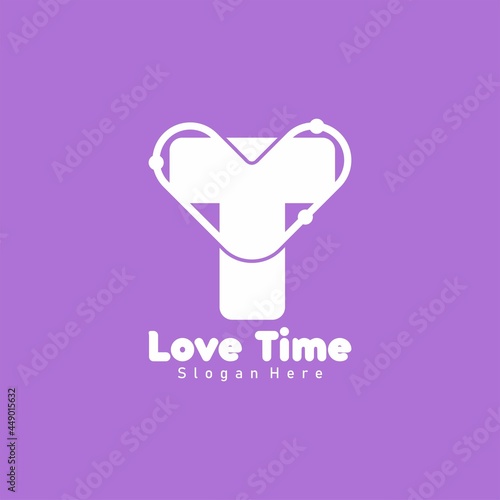 T and love letter logo, simple flat design for health or fitness center logo