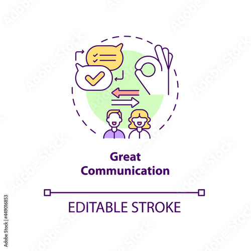 Great communication concept icon. Easy talking about everything. Mature couple discussion abstract idea thin line illustration. Vector isolated outline color drawing. Editable stroke