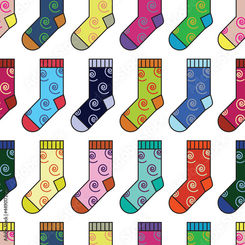 Spiral multicolor socks seamless vector pattern