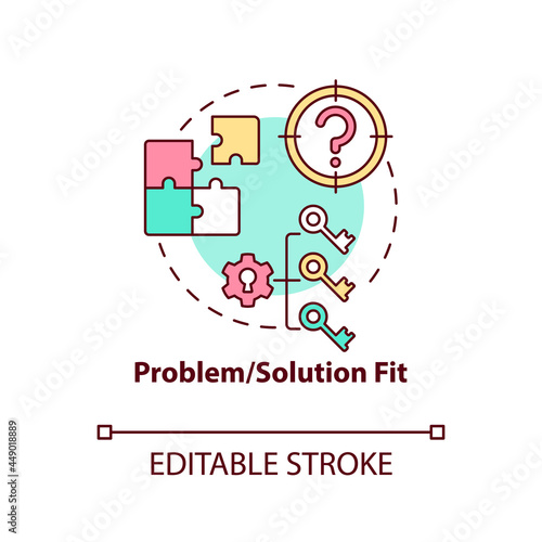 Problem, solution fit concept icon. Market demand satisfaction. Successful business. Startup launch abstract idea thin line illustration. Vector isolated outline color drawing. Editable stroke