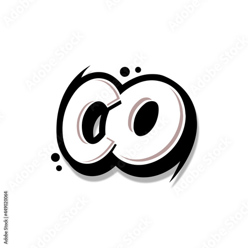 Simple Initial Logo Lettering Cartoon Grafity Black and White CO