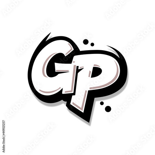 Simple Initial Logo Lettering Cartoon Grafity Black and White GP